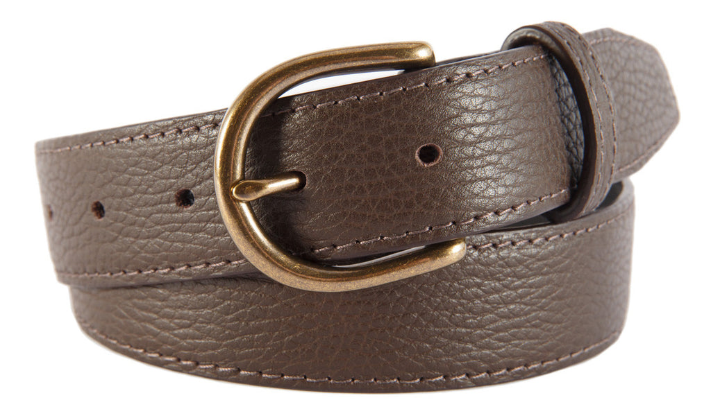 Soho Belt, Brown Pebbled Leather (Antique Brass Buckle)