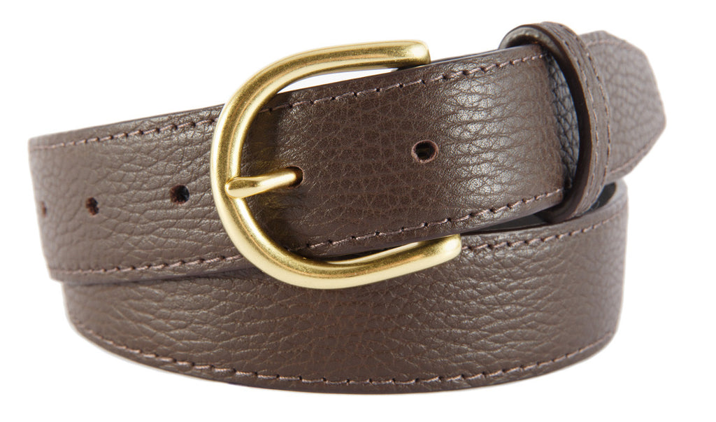 Soho Belt, Brown Pebbled Leather (Gold Buckle)