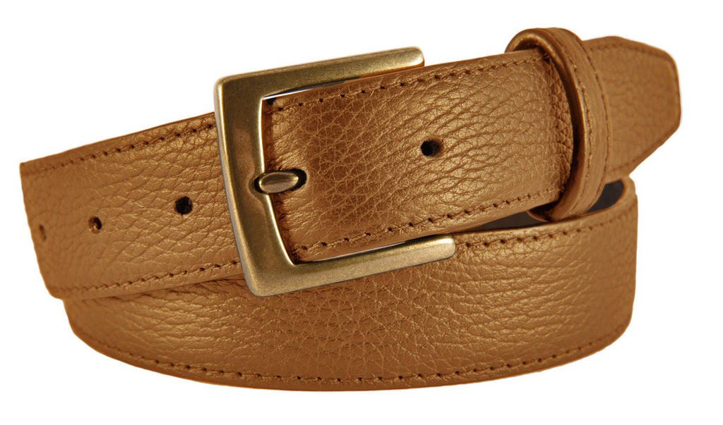 Signature Belt, Tan Pebbled Leather (Antique Brass Buckle)