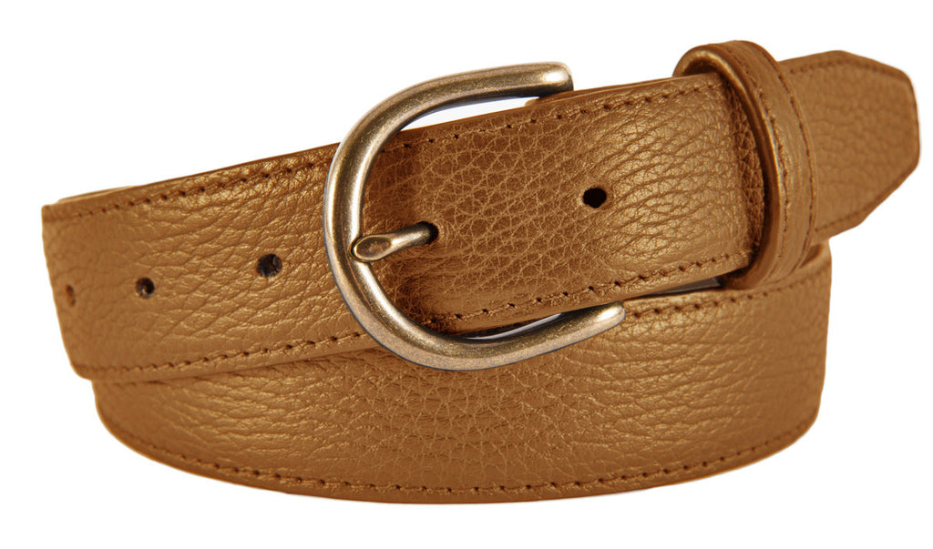 Soho Belt, Tan Pebbled Leather (Antique Brass Buckle)