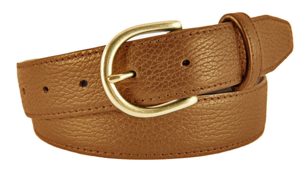 Soho Belt, Tan Pebbled Leather (Gold Buckle)