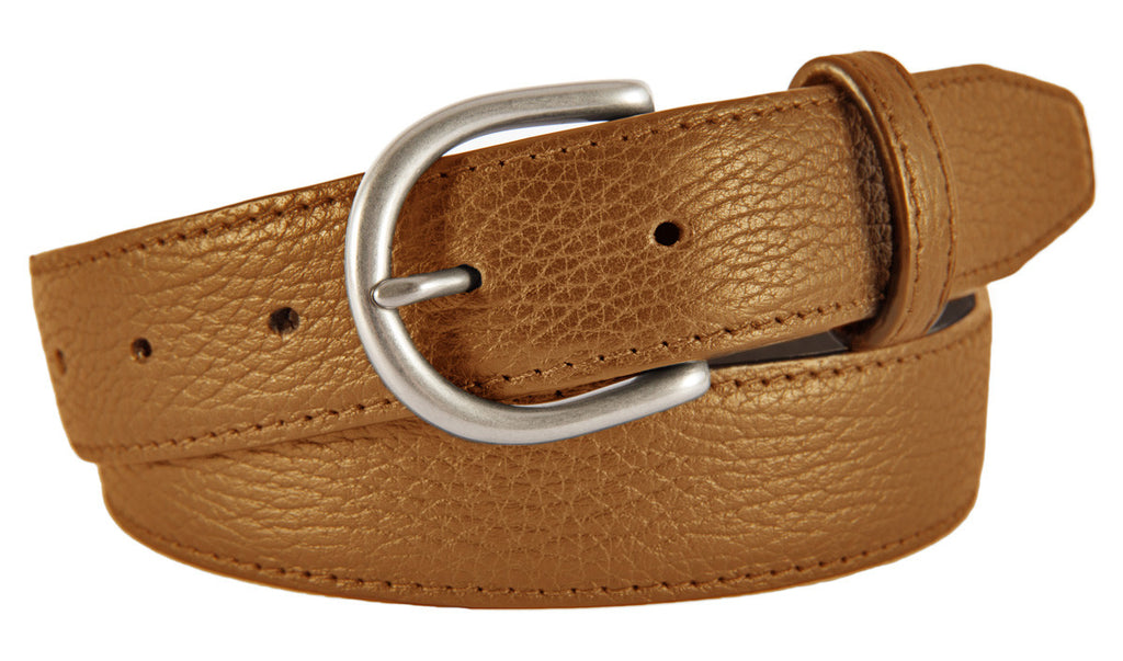 Soho Belt, Tan Pebbled Leather (Brushed Silver Buckle)