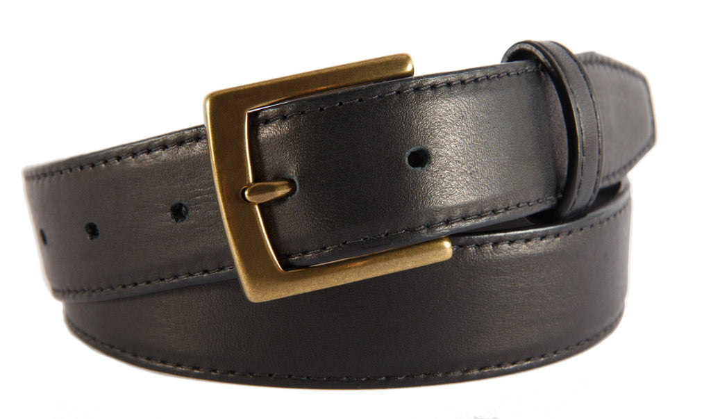 Signature Belt, Black Smooth Leather (Antique Brass Buckle)