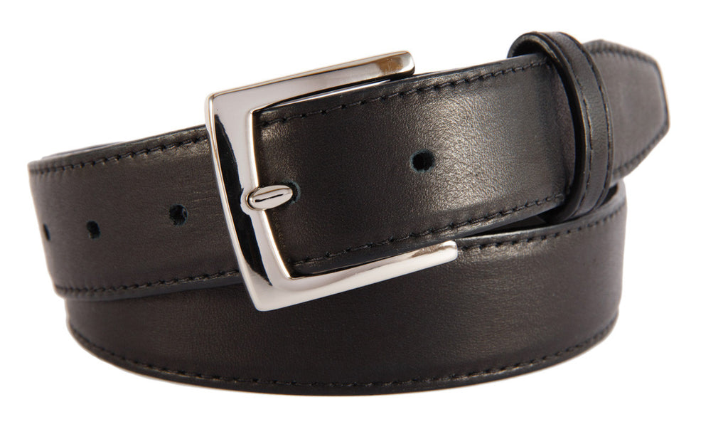 Signature Belt, Black Smooth Leather (Shiny Silver Buckle)