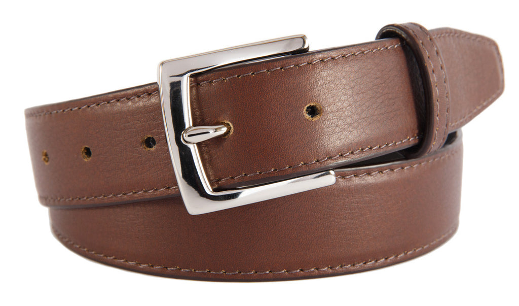 Signature Belt, Coffee Smooth Leather (Shiny Silver Buckle)