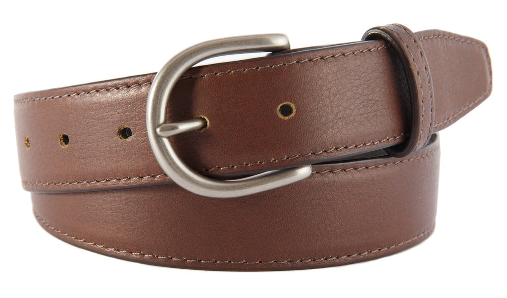 Soho Belt, Coffee Smooth Leather (Brushed Silver Buckle)