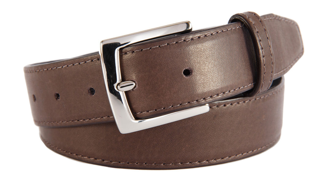 Signature Belt, Chocolate Smooth Leather (Shiny Silver Buckle)