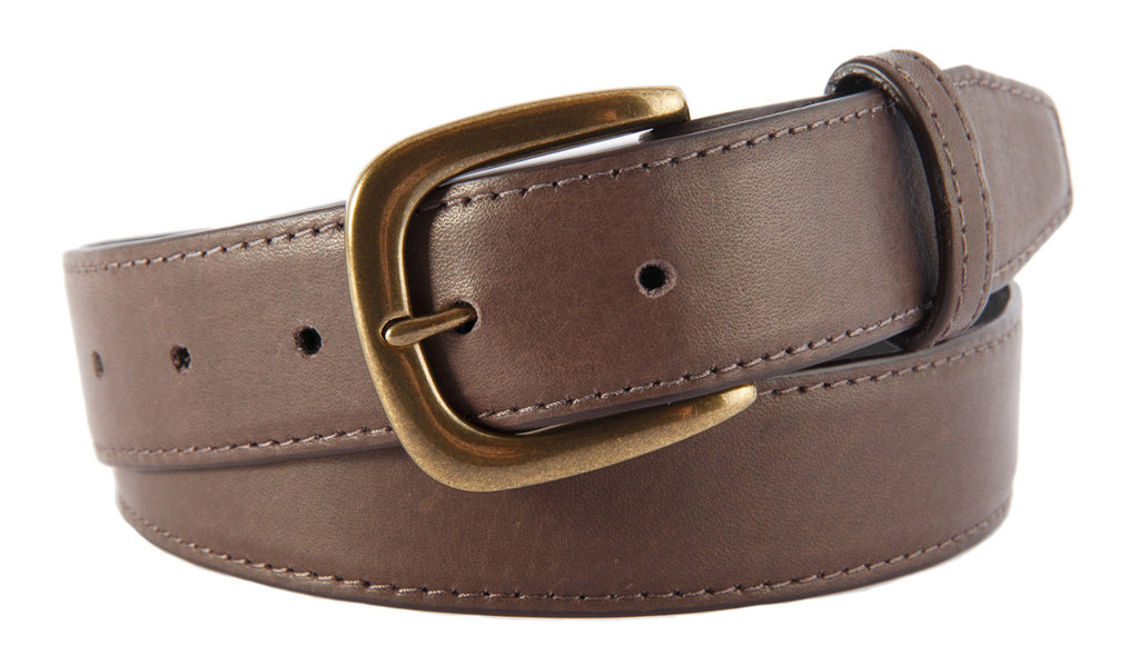 Hudson Belt, Chocolate Smooth Leather (Antique Brass Buckle)