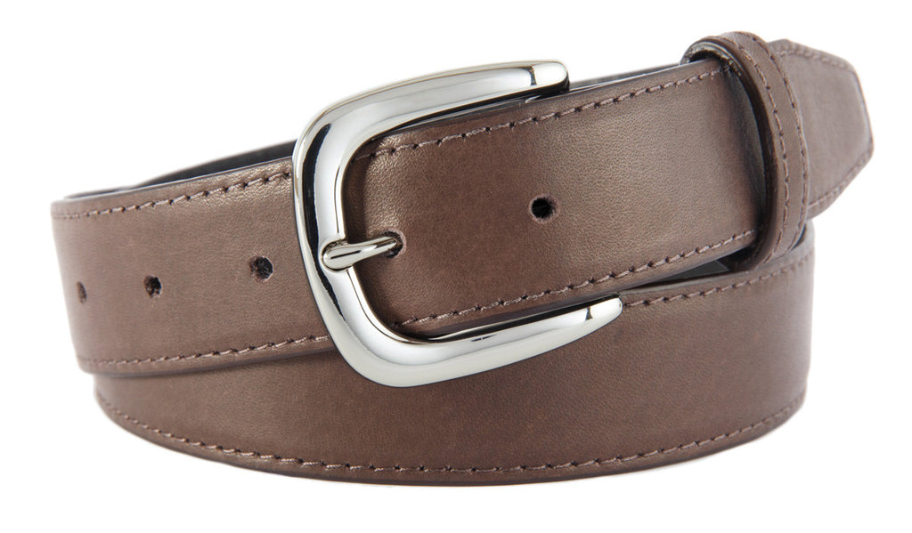 Hudson Belt, Chocolate Smooth Leather (Shiny Silver Buckle)