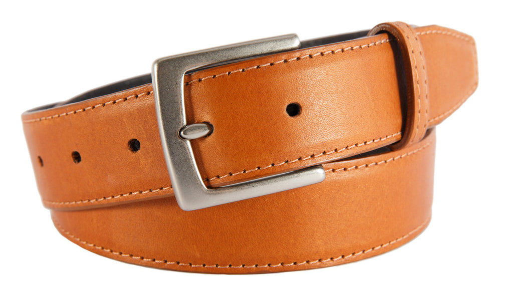 Signature Belt, Cognac Smooth Leather (Brushed Silver Buckle)