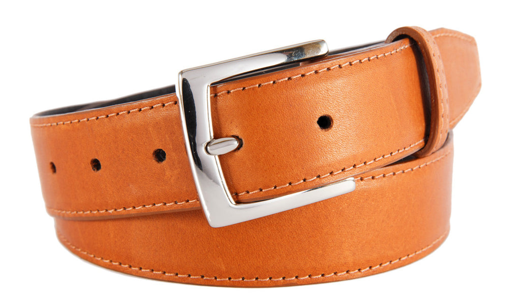 Signature Belt, Cognac Smooth Leather (Shiny Silver Buckle)