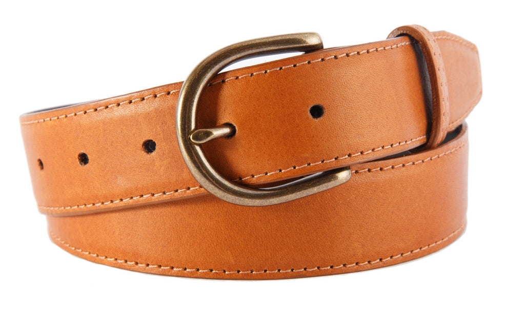 Soho Belt, Cognac Smooth Leather (Antique Brass Buckle)