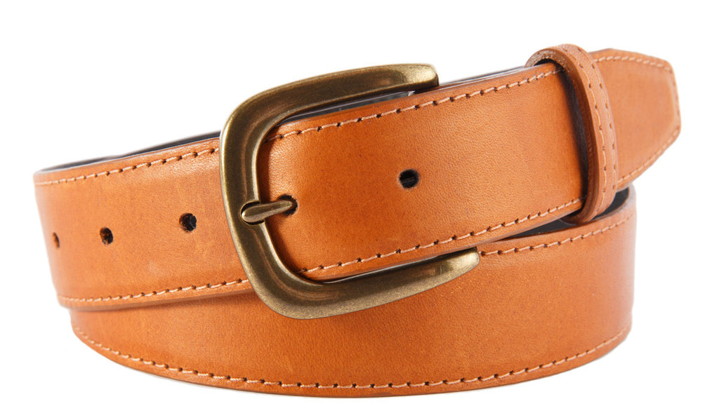 Hudson Belt, Cognac Smooth Leather (Antique Brass Buckle)