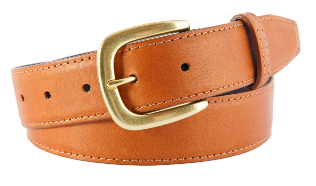Hudson Belt, Cognac Smooth Leather (Gold Buckle)
