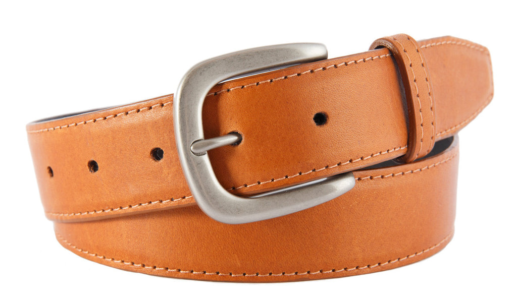 Hudson Belt, Cognac Smooth Leather (Brushed Silver Buckle)
