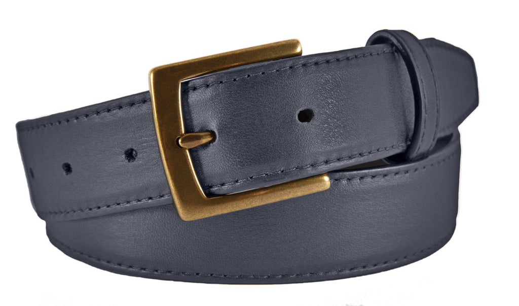 Signature Belt, Navy Smooth Leather (Antique Brass Buckle)
