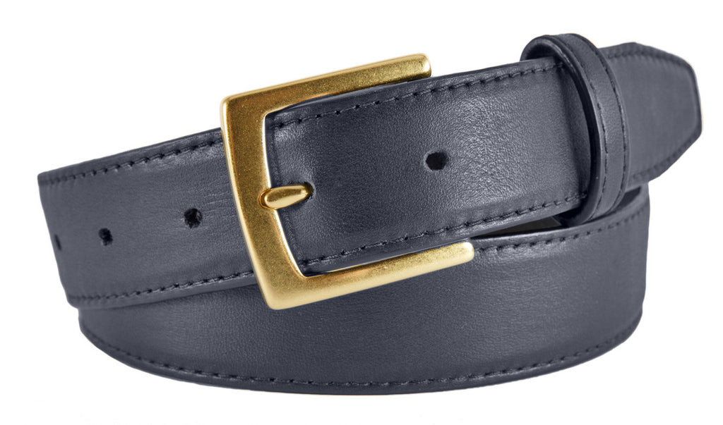 Signature Belt, Navy Smooth Leather (Gold Buckle)
