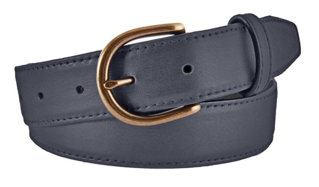 Soho Belt, Navy Smooth Leather (Antique Brass Buckle)