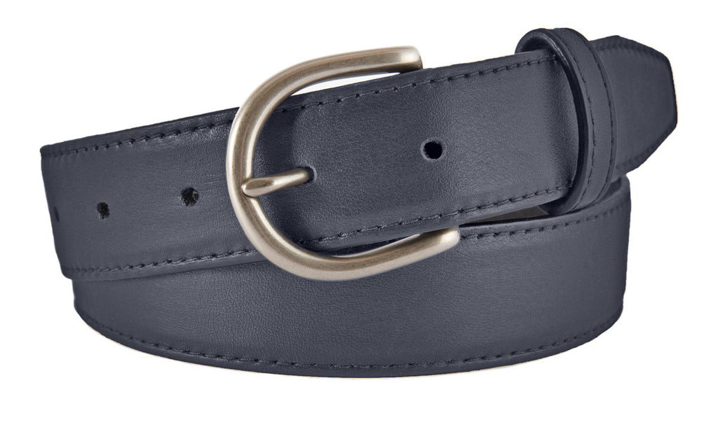 Soho Belt, Navy Smooth Leather (Brushed Silver Buckle)