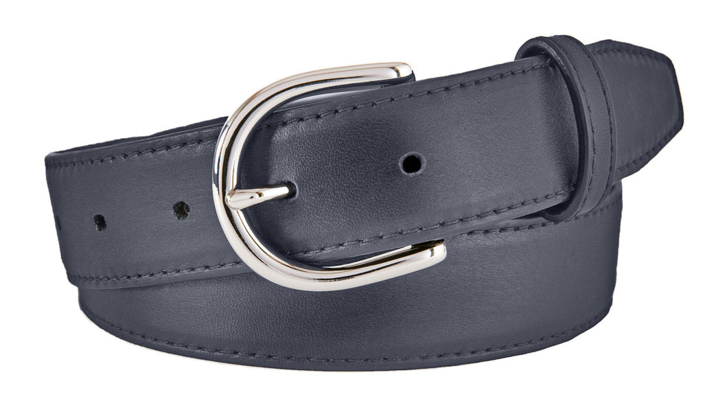 Soho Belt, Navy Smooth Leather (Shiny Silver Buckle)