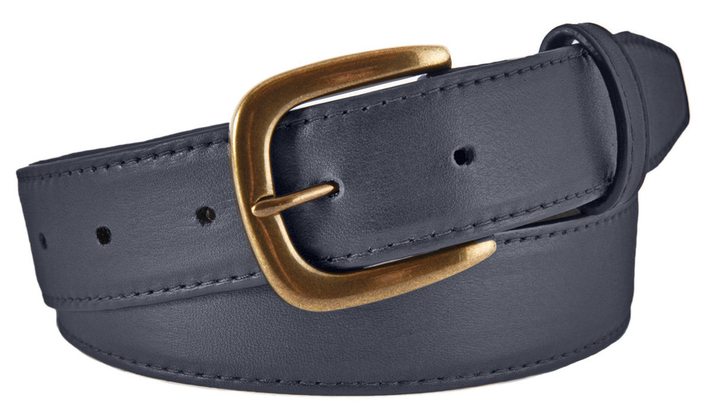 Hudson Belt, Navy Smooth Leather (Antique Brass Buckle)