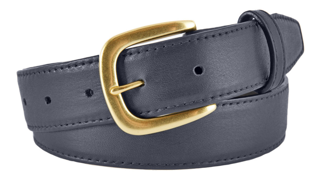 Hudson Belt, Navy Smooth Leather (Gold Buckle)