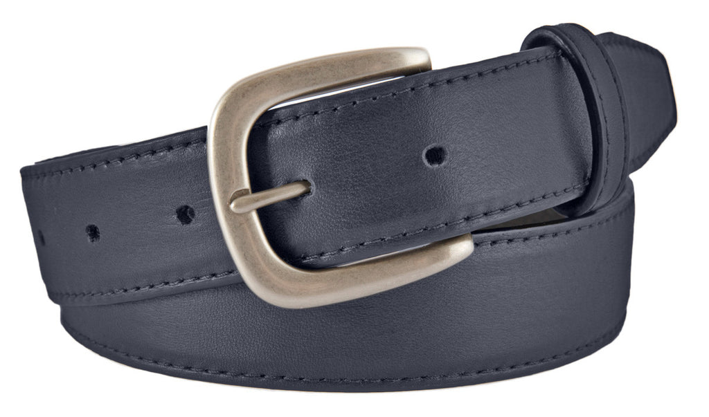 Hudson Belt, Navy Smooth Leather (Brushed Silver Buckle)