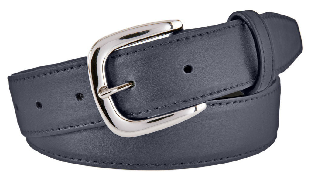 Hudson Belt, Navy Smooth Leather (Shiny Silver Buckle)