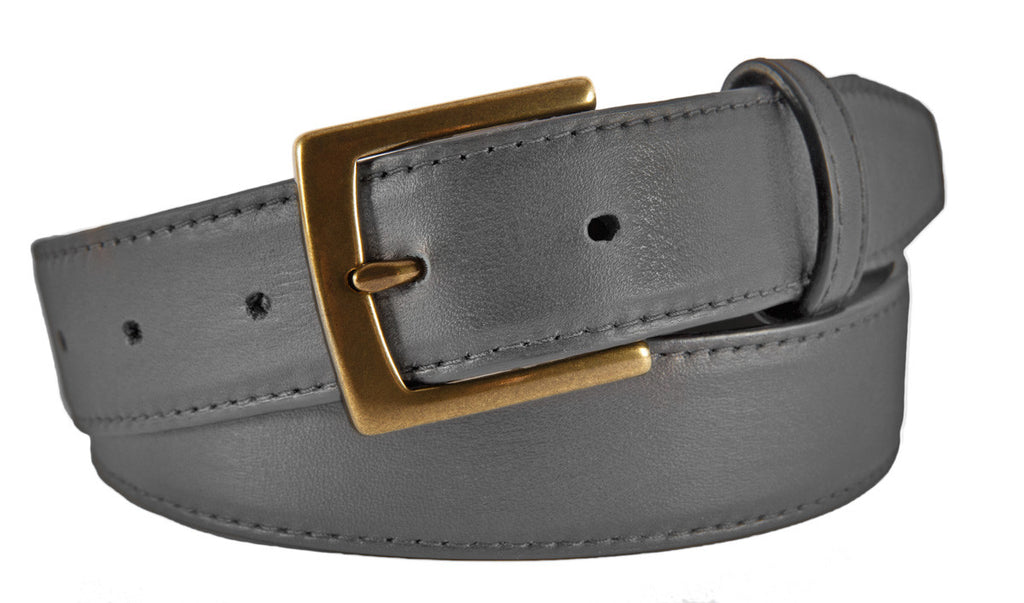 Signature Belt, Grey Smooth Leather (Antique Brass Buckle)