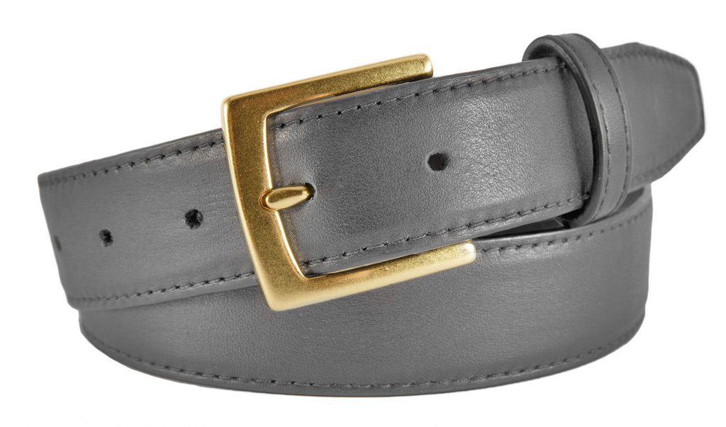 Signature Belt, Grey Smooth Leather (Gold Buckle)