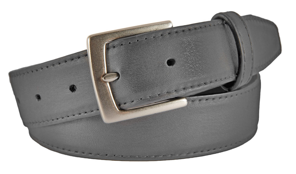Signature Belt, Grey Smooth Leather (Brushed Silver Buckle)