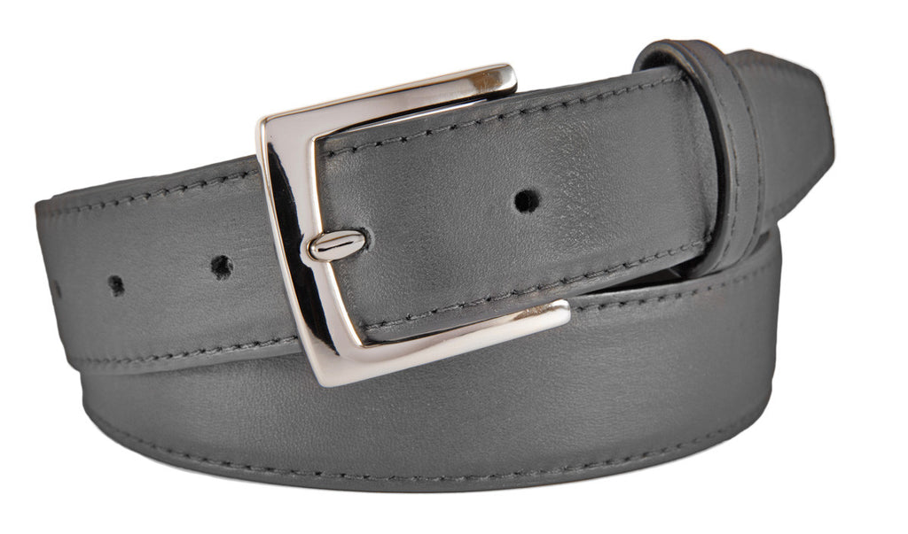 Signature Belt, Grey Smooth Leather (Shiny Silver Buckle)