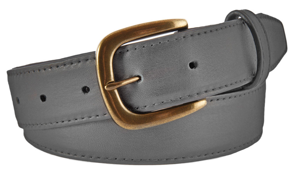 Hudson Belt, Gray Smooth Leather (Antique Brass Buckle)