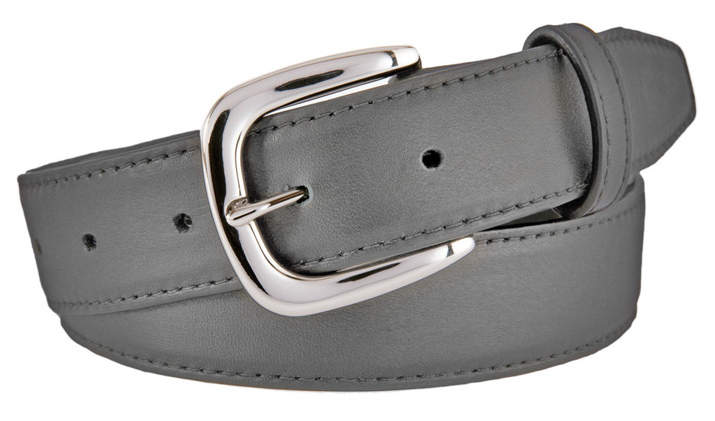 Hudson Belt, Grey Smooth Leather (Shiny Silver Buckle)