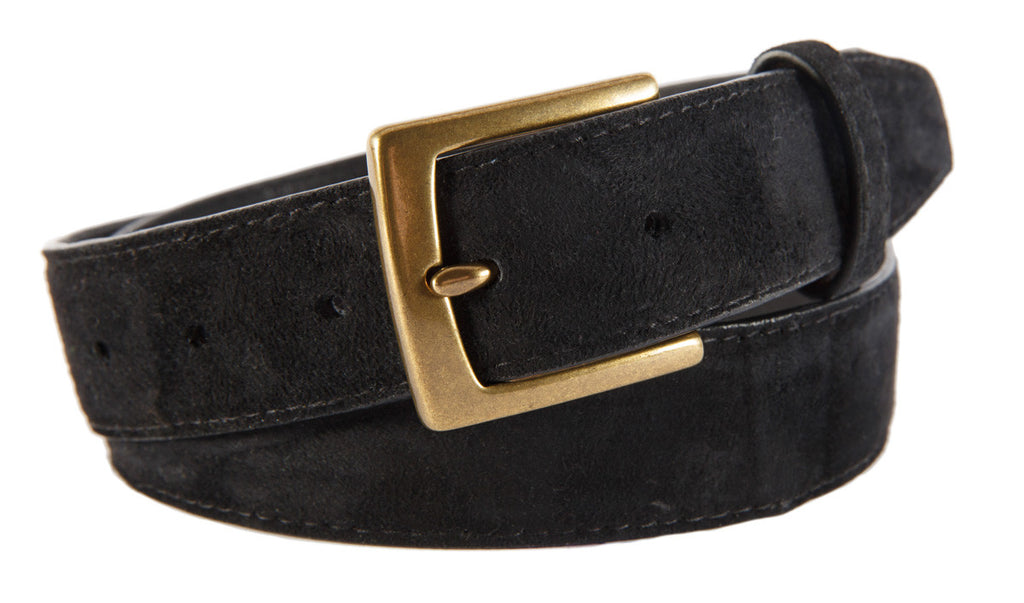 Signature Belt, Black Suede (Antique Brass Buckle)