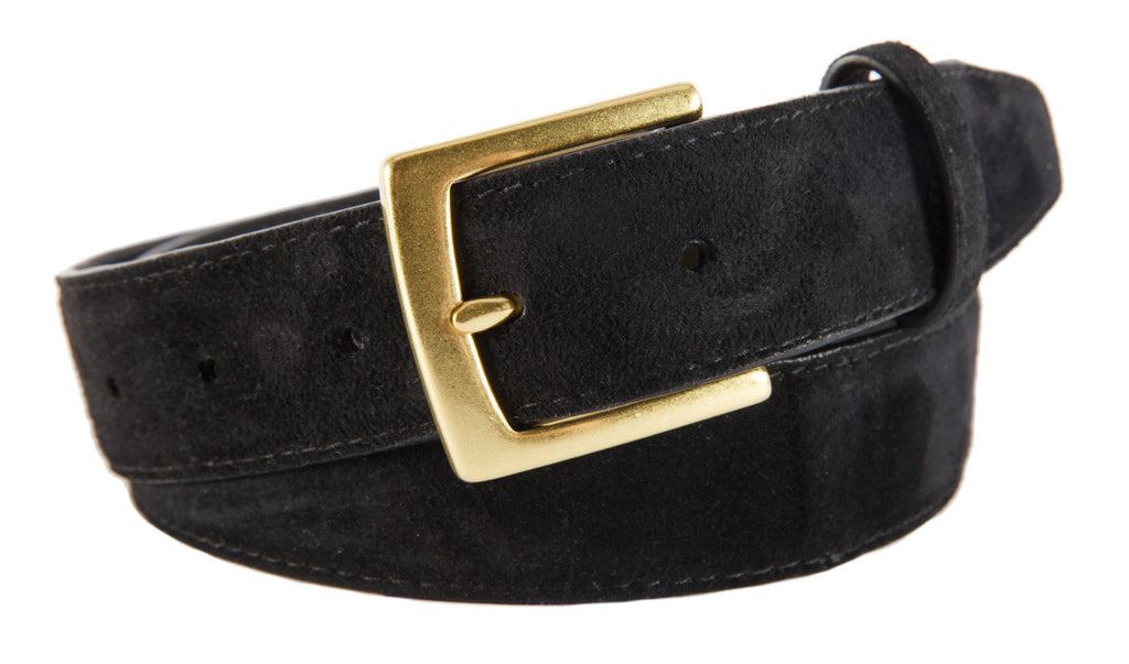 Signature Belt, Black Suede (Gold Buckle)