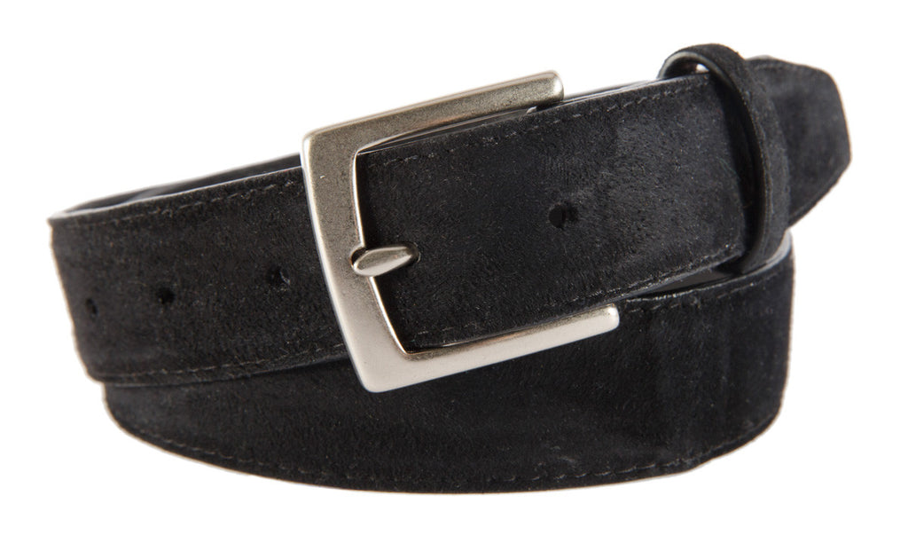 Signature Belt, Black Suede (Brushed Silver Buckle)