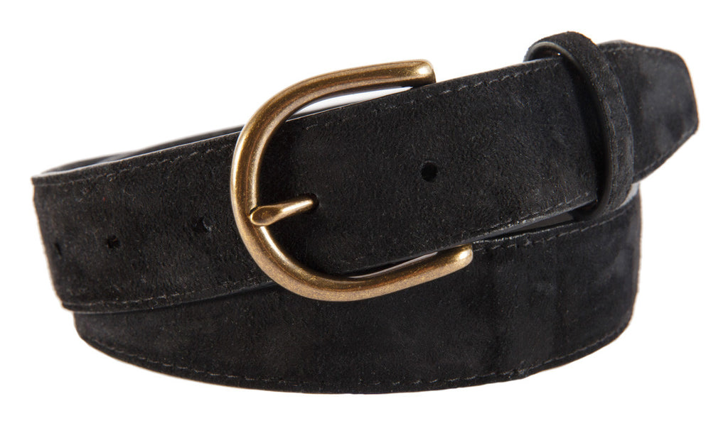Soho Belt, Black Suede (Antique Brass Buckle)