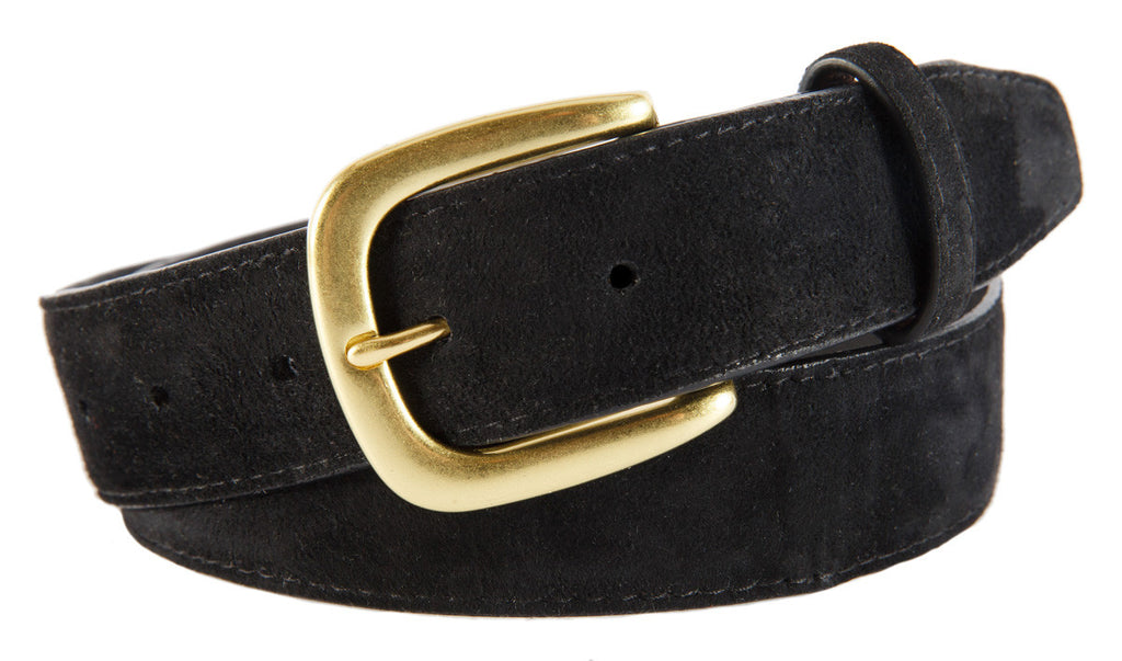 Hudson Belt, Black Suede (Gold Buckle)