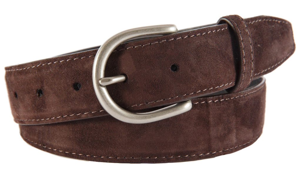 Soho Belt, Dark Brown Suede (Brushed Silver Buckle)