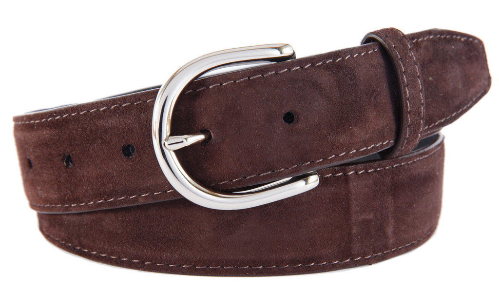 Soho Belt, Dark Brown Suede (Shiny Silver Buckle)
