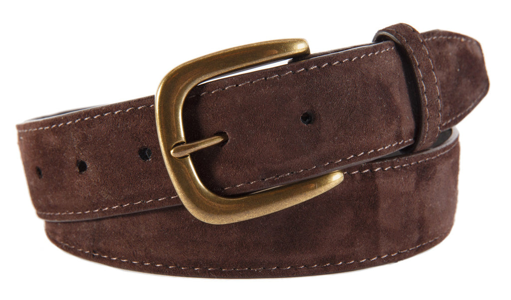 Hudson Belt, Dark Brown Suede (Antique Brass Buckle)